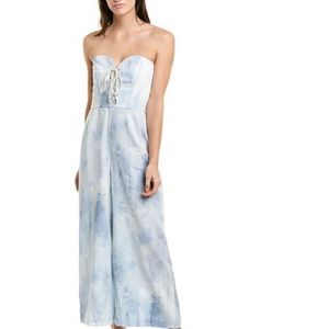 Petersyn Bruna Jumpsuit lace-up front strapless Grotto color Size Large